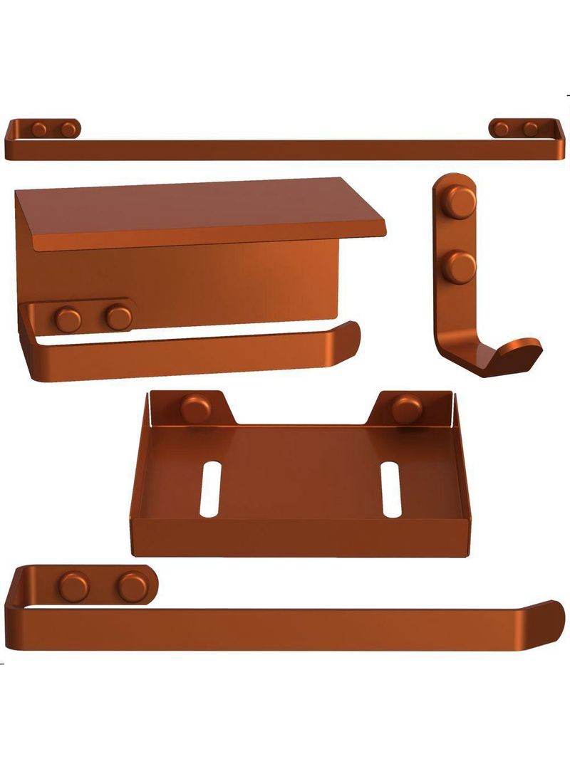 Kit Acessórios Para Banheiro Rose Gold 5 Peças Max