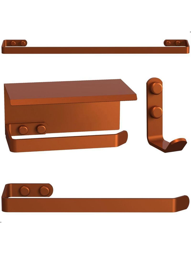 Kit Acessórios Para Banheiro Rose Gold 4 Peças Max