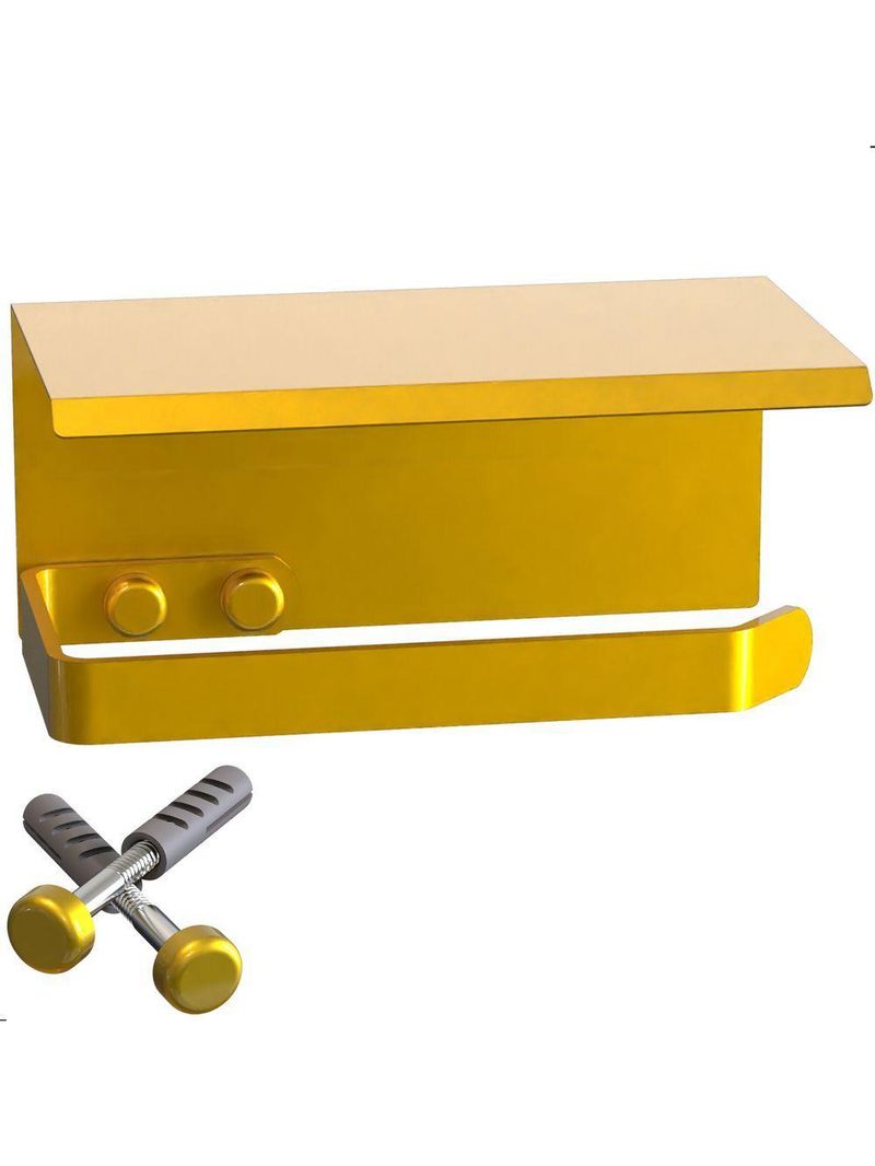 Suporte Porta Papel Higiênico De Parede Dourado Max