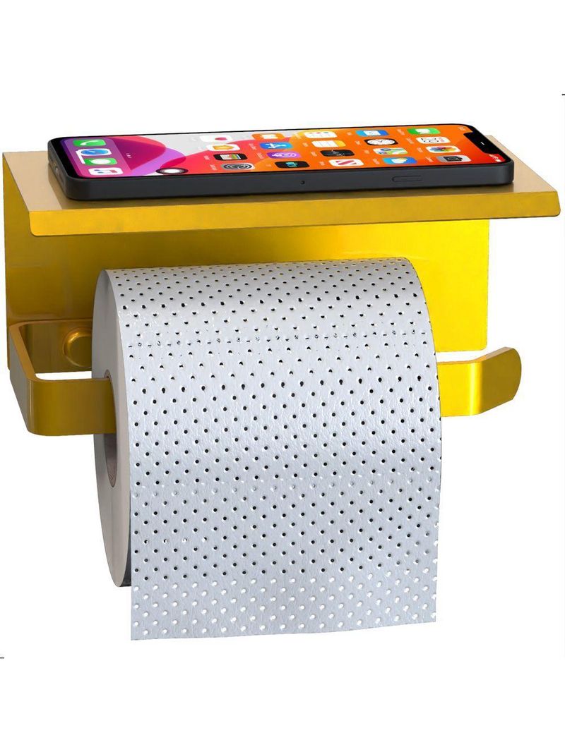 Suporte Porta Papel Higiênico De Parede Dourado Max