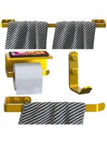 Kit Acessórios Para Banheiro Dourado 4 Peças Max