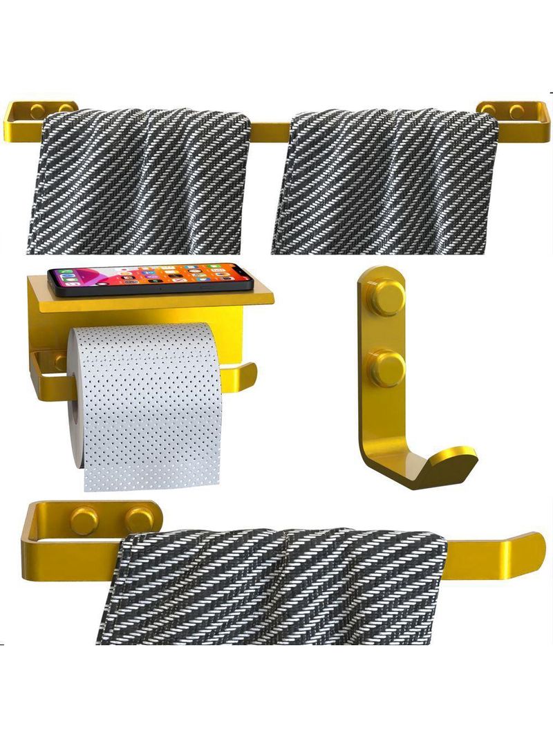 Kit Acessórios Para Banheiro Dourado 4 Peças Max