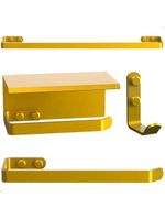 Kit Acessórios Para Banheiro Dourado 4 Peças Max