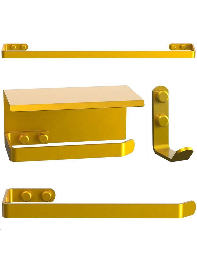 Kit Acessórios Para Banheiro Dourado 4 Peças Max