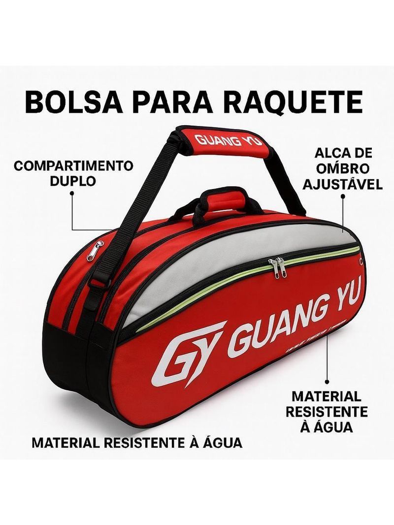 Mochila Raqueteira Tênis Esportiva Multiuso Bolsa Dupla Raquete Beach Badminton Bolsos Alça Profissional Vermelha