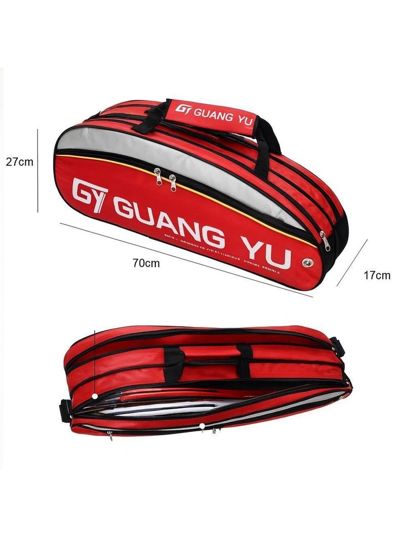 Mochila Raqueteira Tênis Esportiva Multiuso Bolsa Dupla Raquete Beach Badminton Bolsos Alça Profissional Vermelha