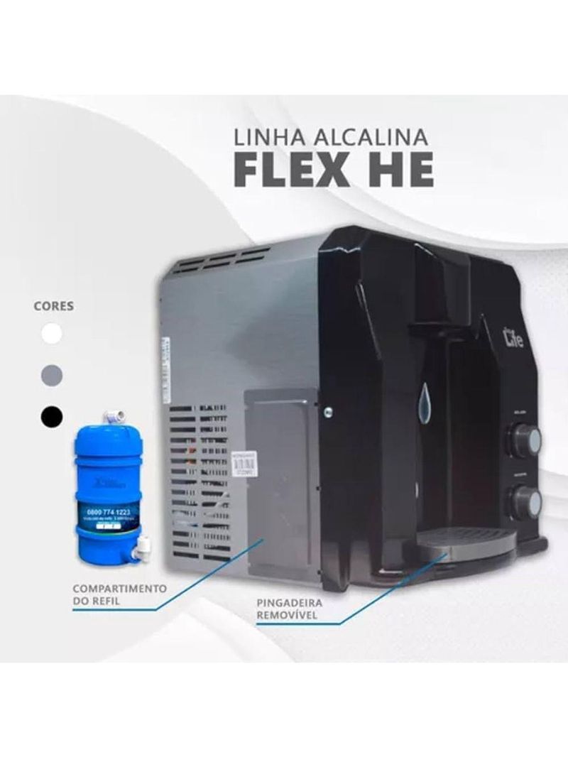 Filtro Super Água Alcalina Ionizada Gelada He Top Life 110V Preto