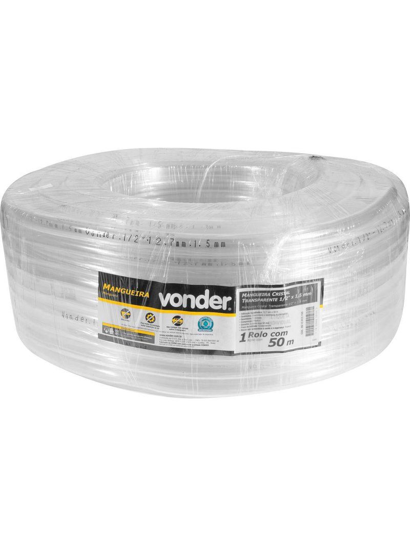 Mangueira Cristal Transparente 1-2x1,5mm Com 50m Vonder
