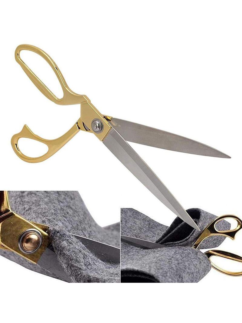 Tesoura Aço Inoxidável Alfaiate Costura Tecido Profissional Cor:dourado
