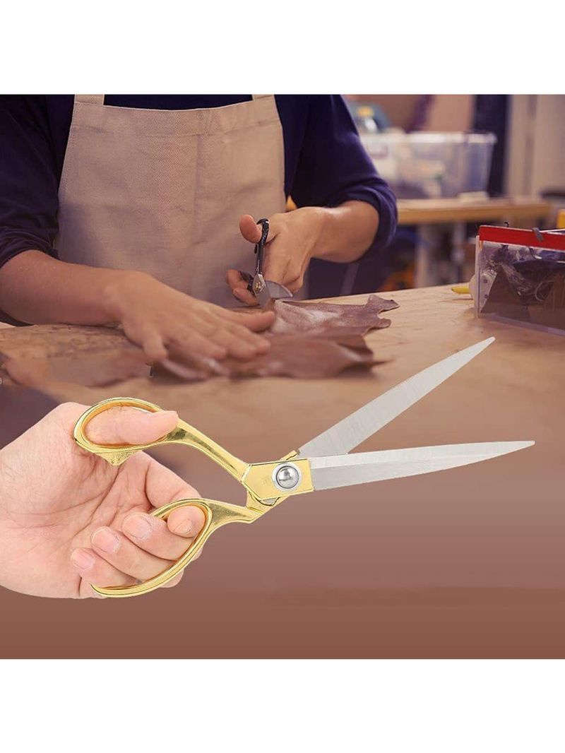 Tesoura Aço Inoxidável Alfaiate Costura Tecido Profissional Cor:dourado
