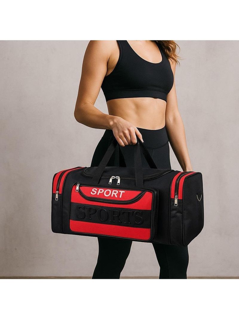 Mochila Esportiva Viagem Treino Bolsa De Mao Multiuso Mala Bordo Sacola Academia Com Bolsos Vermelha