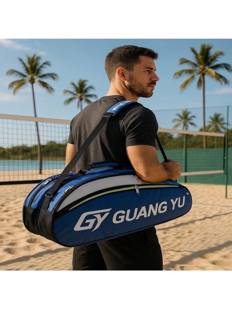 Raqueteira Bolsa Dupla Profissional Mochila Tenista Raquetes Tenis Beach Tennis Badminton Com Bolso E Alca Removivel