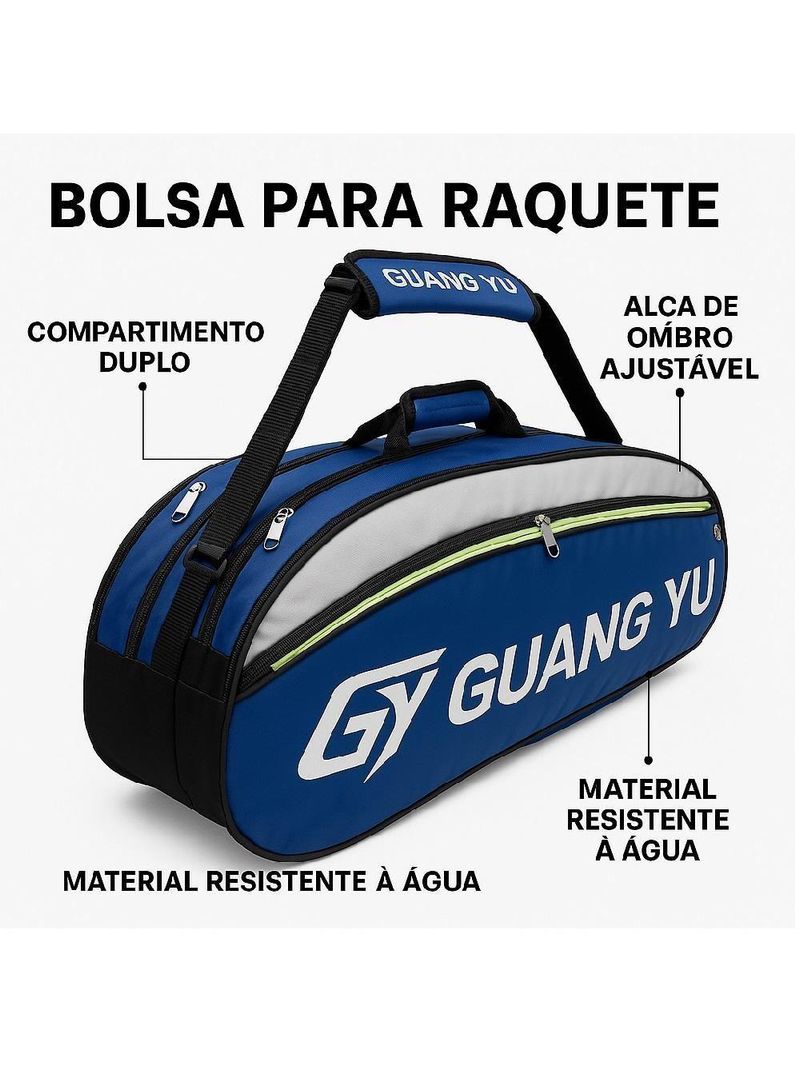 Raqueteira Bolsa Dupla Profissional Mochila Tenista Raquetes Tenis Beach Tennis Badminton Com Bolso E Alca Removivel