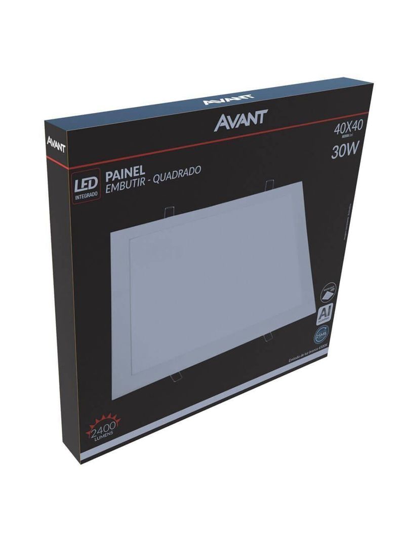 Painel Quadrado Led Branco Frio 30w 6500k Avant De Embutir Bivolt 40x40 - Cód 858321375