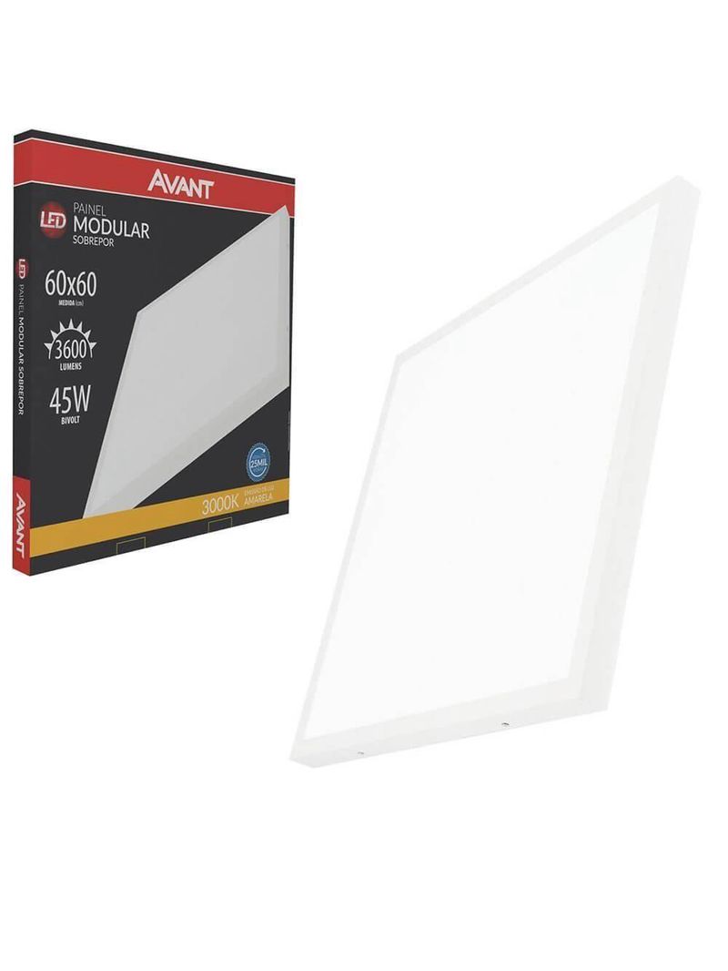 Painel Modular Led Branco Quente 45w 3000k Avant De Sobrepor 600x600 Bivolt - Cód 147910570