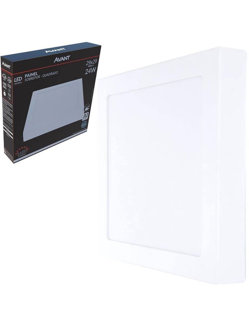 Painel Quadrado Led Branco Frio 24w 6500k Avant De Sobrepor Bivolt 30x30 - Cód 768131375