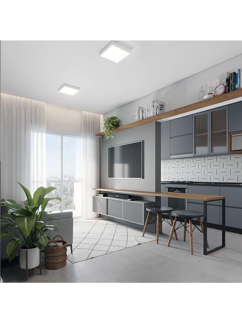 Painel Quadrado Led Branco Frio 24w 6500k Avant De Sobrepor Bivolt 30x30 - Cód 768131375