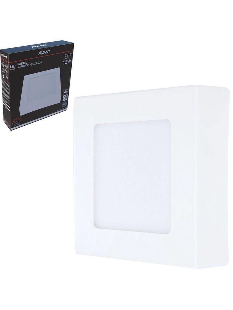 Painel Quadrado Led Branco Frio 12w 6500k Avant De Sobrepor Bivolt Nh720 17x17 - Cód 768451372