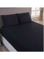 Jogo cama lençol sonnet king malha lisa 100% algodão macio 3 peças - preto