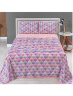 Jogo cama lençol sonnet casal padrão malha estampada 100% algodão 4 peças - mosaico - salmão