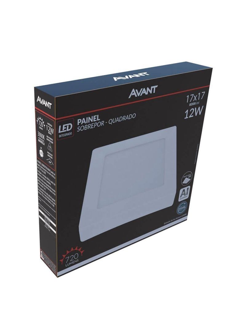 Painel Quadrado Led Branco Frio 12w 6500k Avant De Sobrepor Bivolt Nh720 17x17 - Cód 768451372