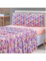 Jogo cama lençol sonnet casal padrão malha estampada 100% algodão 4 peças - mosaico - salmão