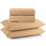 Jogo cama lençol sonnet casal padrão malha lisa 100% algodão macio 4 peças - mostarda