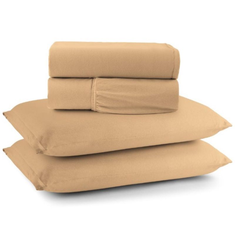 Jogo cama lençol sonnet casal padrão malha lisa 100% algodão macio 4 peças - mostarda