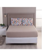 Jogo cama lençol sonnet king malha estampada 100% algodão 3 peças - borboletas - bege