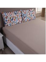 Jogo cama lençol sonnet king malha estampada 100% algodão 3 peças - borboletas - bege