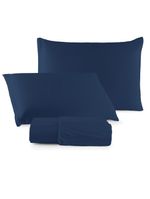 Jogo cama lençol sonnet king malha lisa 100% algodão macio 3 peças - azul marinho