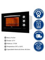 Kit Forno Elétrico 48l + Micro-ondas 25l Fischer Fit Line Embutir Preto 110V