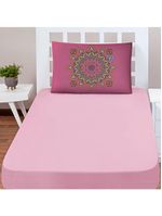 Jogo cama lençol shine solteiro microfibra 180 fios 2 peças - mandala rosa