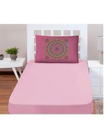 Jogo cama lençol shine solteiro microfibra 180 fios 2 peças - mandala rosa