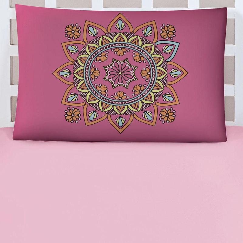 Jogo cama lençol shine solteiro microfibra 180 fios 2 peças - mandala rosa