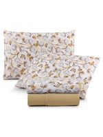 Jogo cama lençol sonnet king malha estampada 100% algodão 4 peças - borboleta - mostarda