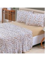 Jogo cama lençol sonnet king malha estampada 100% algodão 4 peças - borboleta - mostarda