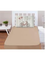 Jogo cama lençol shine solteiro microfibra 180 fios 2 peças - vintage bike bege