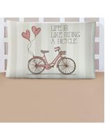 Jogo cama lençol shine solteiro microfibra 180 fios 2 peças - vintage bike bege