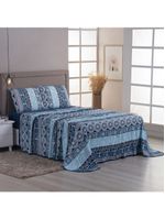 Jogo cama lençol sonnet king malha estampada 100% algodão 4 peças - geométrico - azul marinho