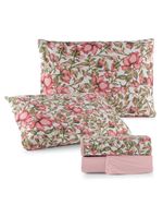 Jogo cama lençol sonnet casal padrão malha estampada 100% algodão 4 peças - flores - rosê