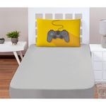 Jogo cama lençol shine solteiro microfibra 180 fios 2 peças - controle game cinza