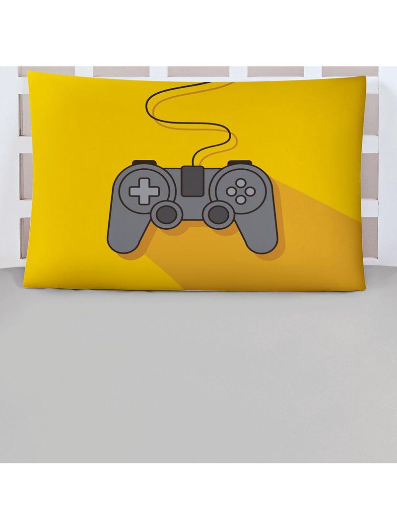 Jogo cama lençol shine solteiro microfibra 180 fios 2 peças - controle game cinza