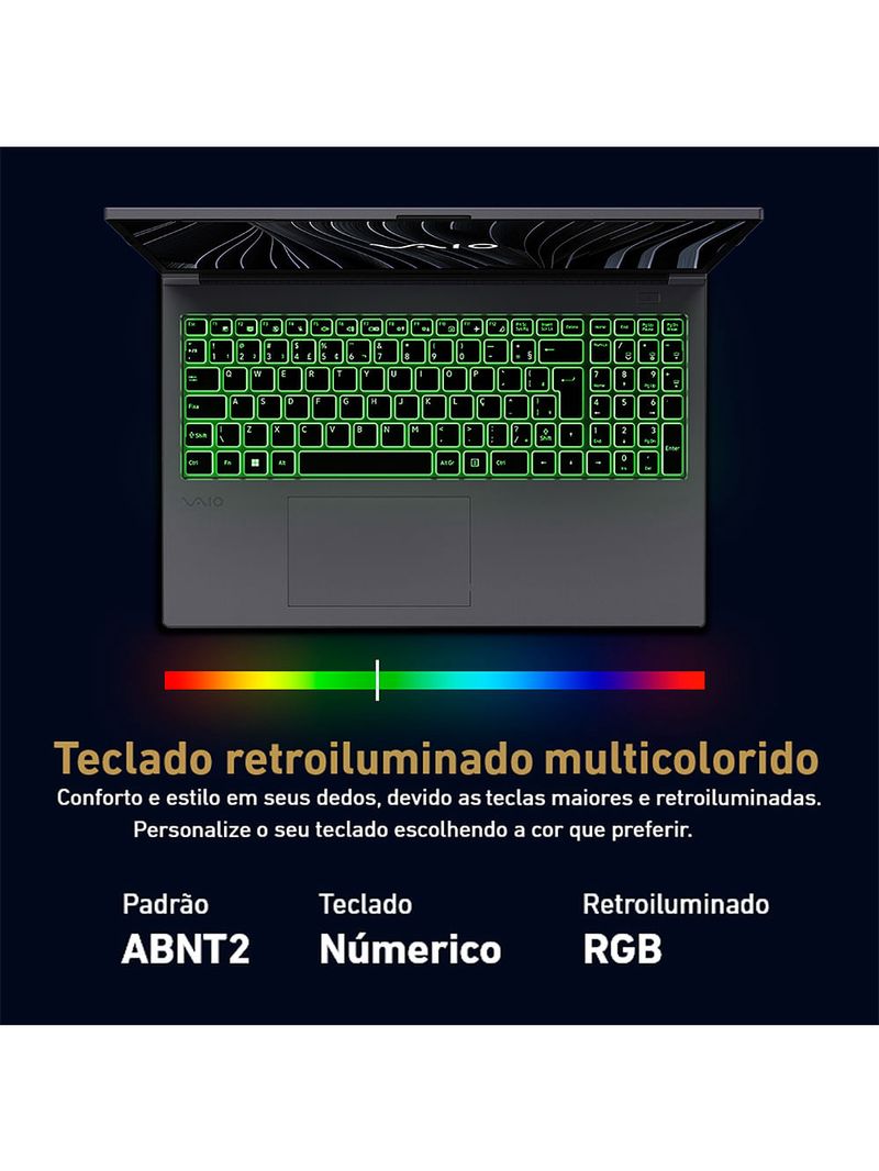 Notebook VAIO FH15 Intel® Core™ i7-13620H Windows 11 Home NVIDIA RTX 4050 32GB RAM 1TB SSD 15,6” Full HD WVA Wi-Fi 6