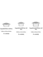 Jogo De Panelas Tramontina Una 3 Peças Em Aço Inox Com Fundo Triplo E Tampas De Vidro 65280070