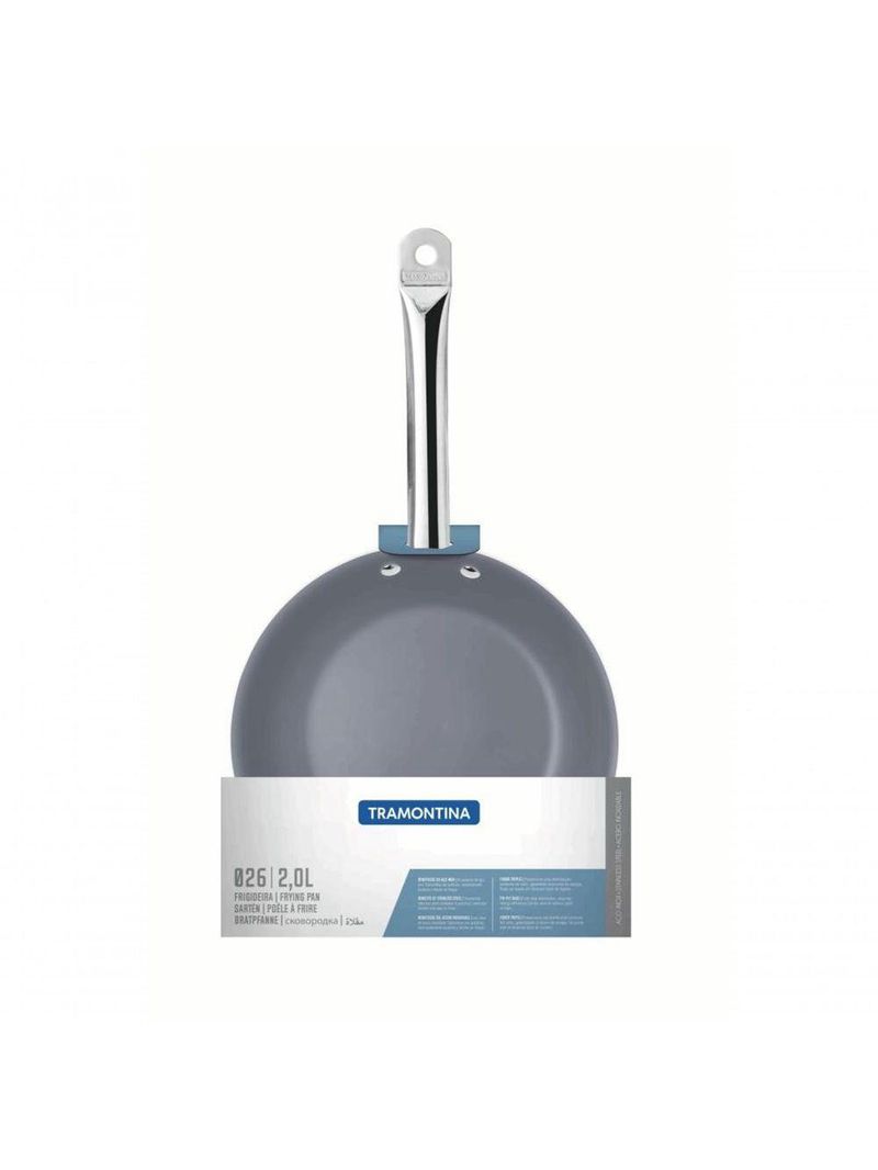 Frigideira Rasa Tramontina Em Inox Com Fundo Triplo Grafite 26cm 2,2l