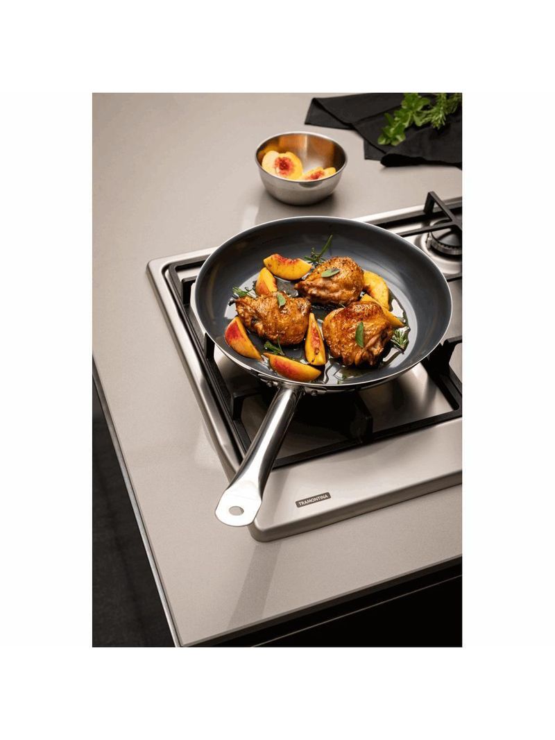Frigideira Rasa Tramontina Em Inox Com Fundo Triplo Grafite 26cm 2,2l