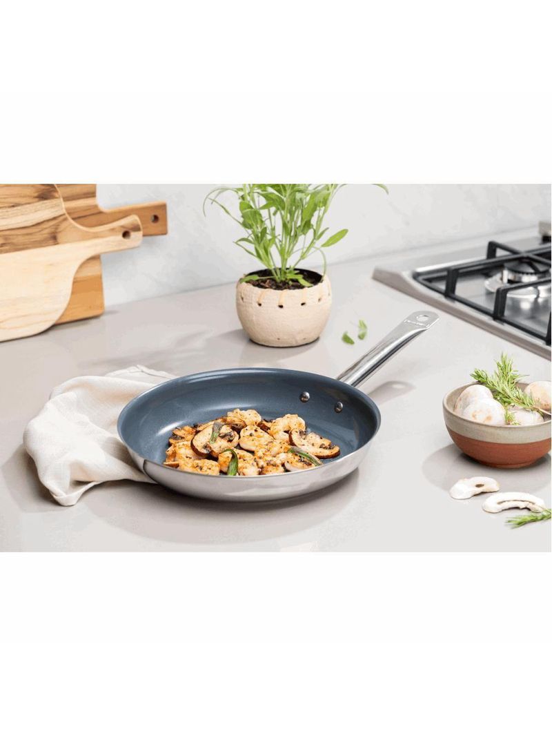 Frigideira Rasa Tramontina Em Inox Com Fundo Triplo Grafite 26cm 2,2l