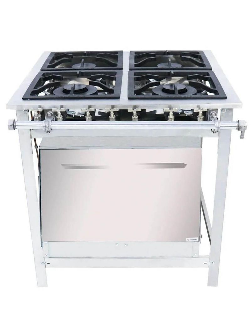 Fogão Industrial Venâncio A Gás Inox Extra 4 Bocas Com Forno Ei4d2f