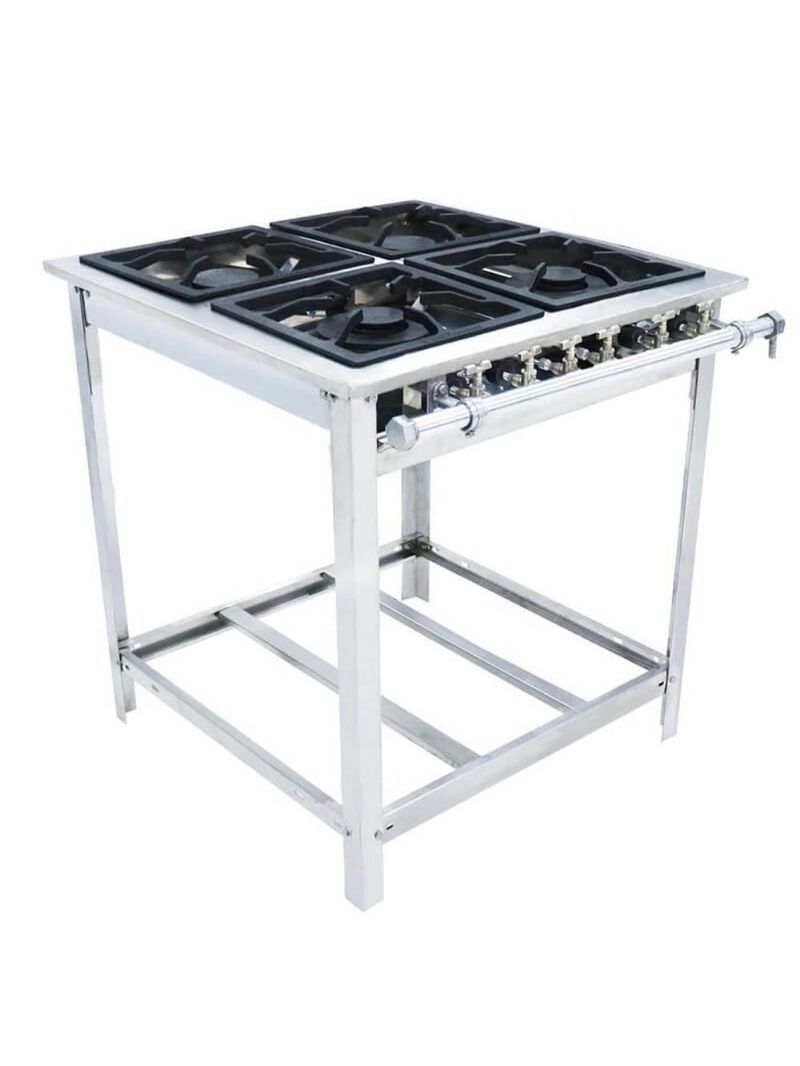 Fogão Industrial Venâncio A Gás Inox Extra 4 Bocas Com Forno Ei4d2f